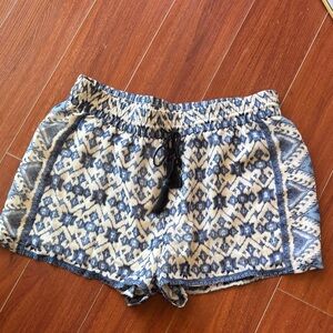 Joie High Waist Blue and Cream Patterned Shorts